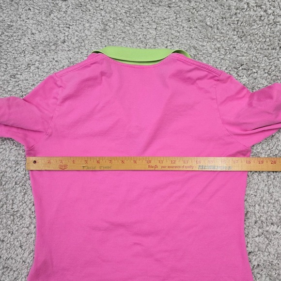 Vintage‎ Lilly Pulitzer Polo Shirt Small Pink Green Slim Y2K Retro Beach Resort - Picture 6 of 9